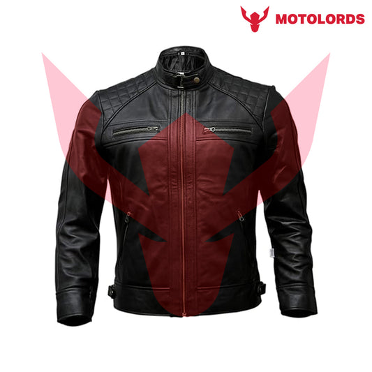mens black leather jacket genuine