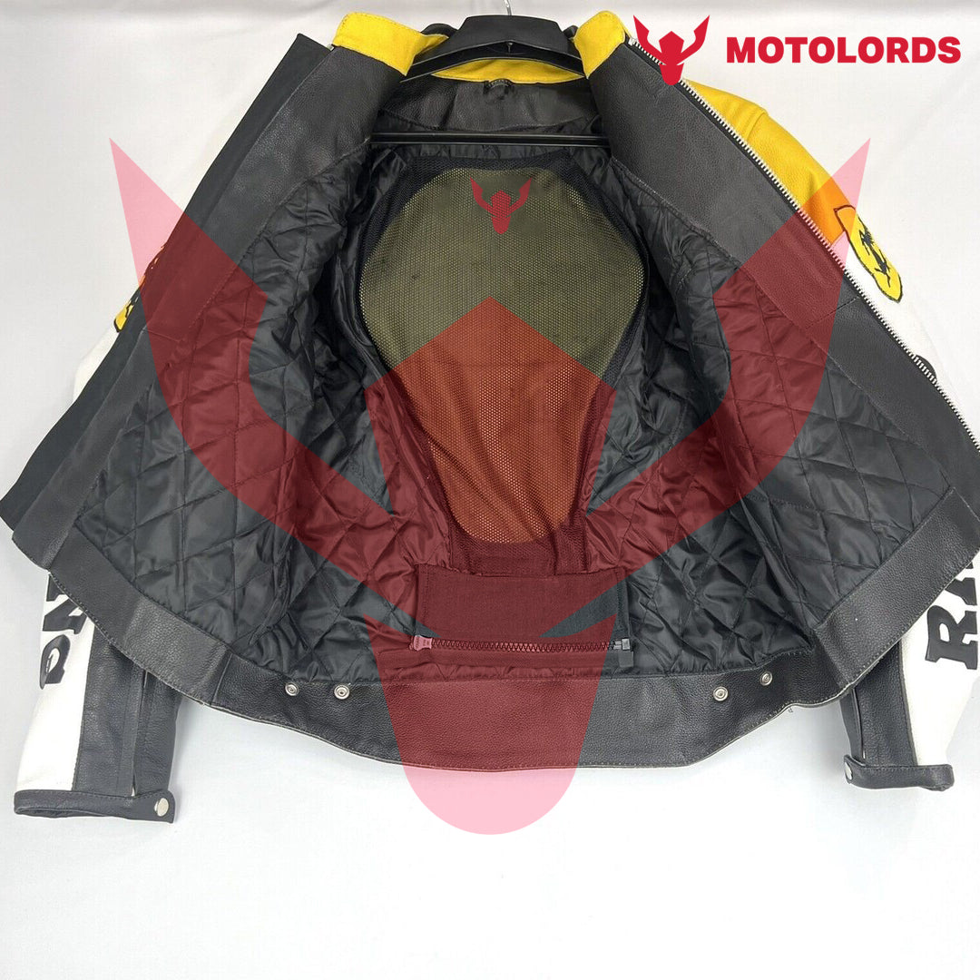 Men's Ferrari F1 Yellow Racing Leather Jacket 2024