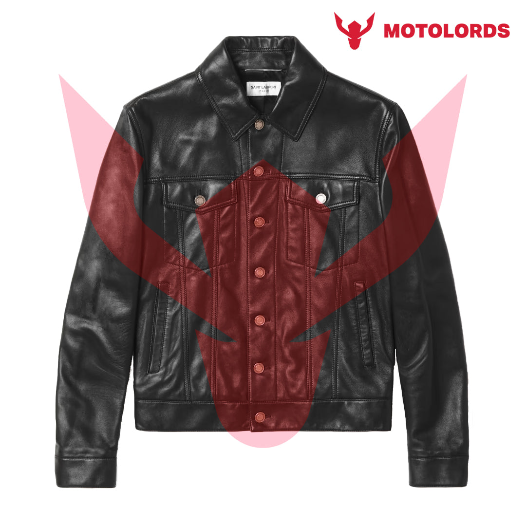 Black Leather trucker jacket | Sale 2024