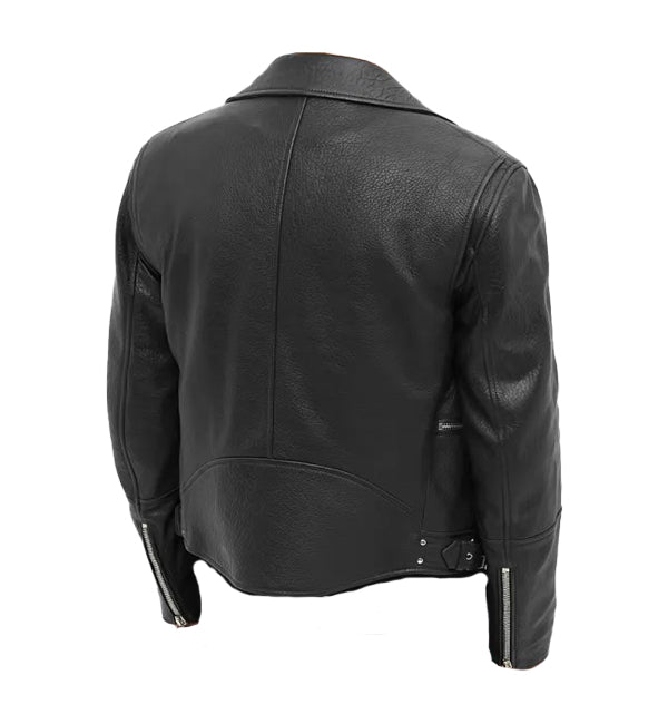 Black Leather Jacket Unisex Motorcyle Brando Rider Causal Jacket