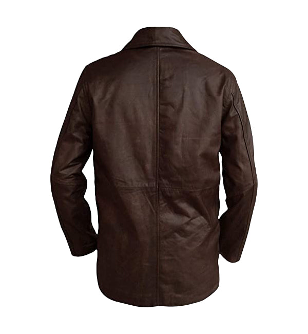Brown Leather Trench Coat Unisex Fashion Leather Jacket