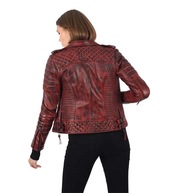 back side leather jacket in red