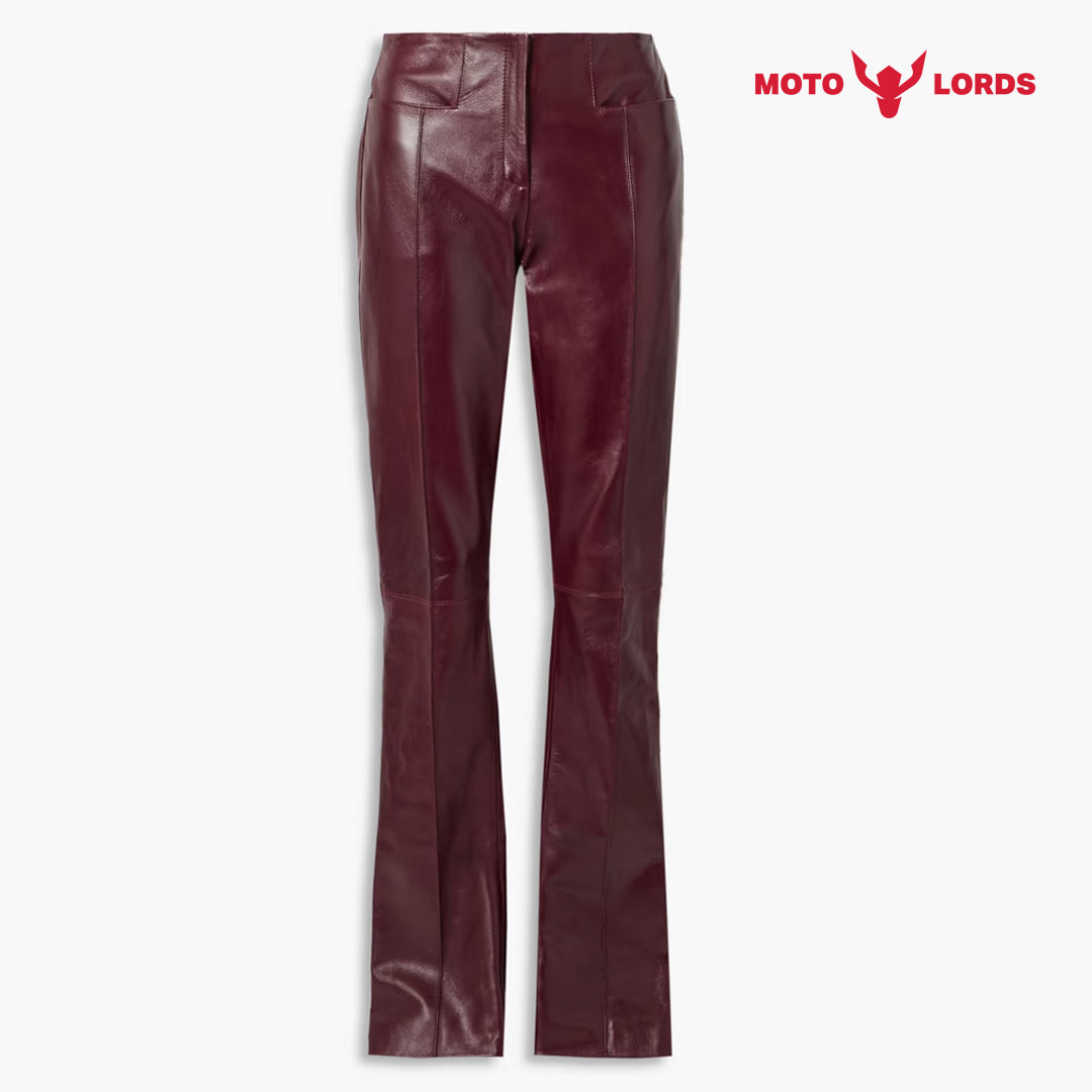 red leather pants women