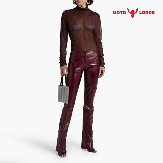 red leather pants for women