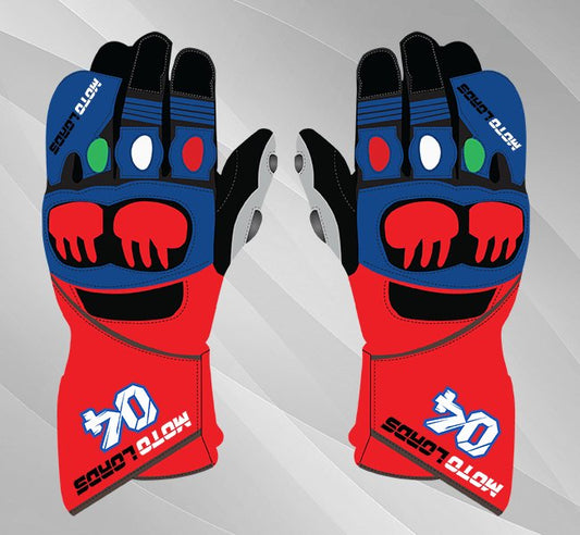 Andrea Dovizioso MotoGP 2020 Leather Race Gloves - Motorcycle Riding Custom Leather Apparel