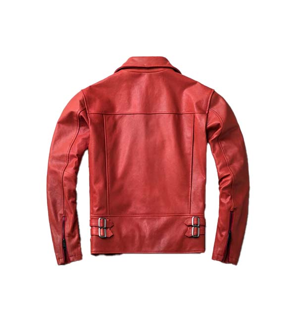 red brando leather jacket back