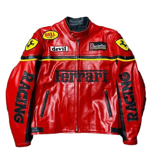 Ferrari Red Leather Jacket Men