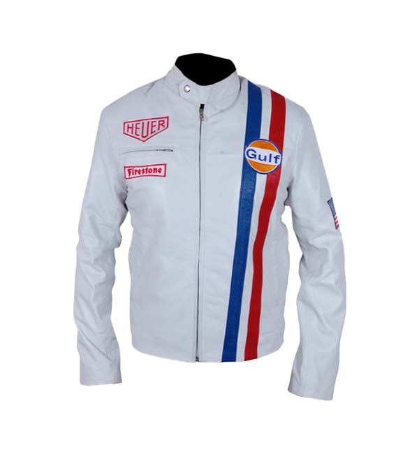 Steve McQueen's Le Mans White Leather Jacket for Men