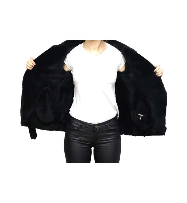 sherpa inside leather jacket black women