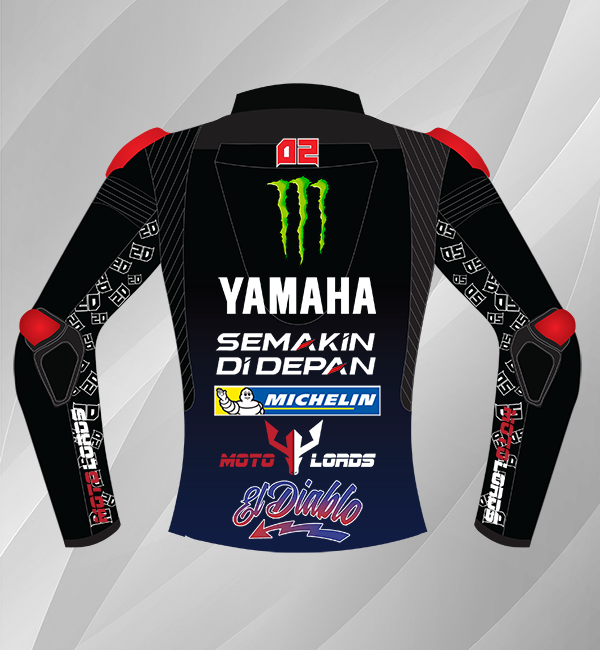  Monster Racing Jacket - Back View with Monster ,yamaha Branding